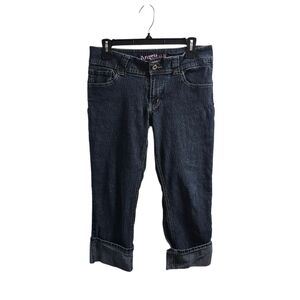 Angels Vintage y2k Cuffed Jean Crop Capris Size 13 Low Rise Dark Wash